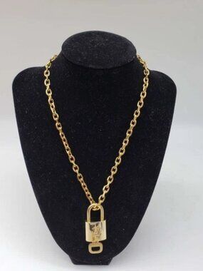 Gold-Plated Necklace with Authentic Louis Vuitton Padlock